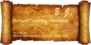 Botyánszky Johanna névjegykártya